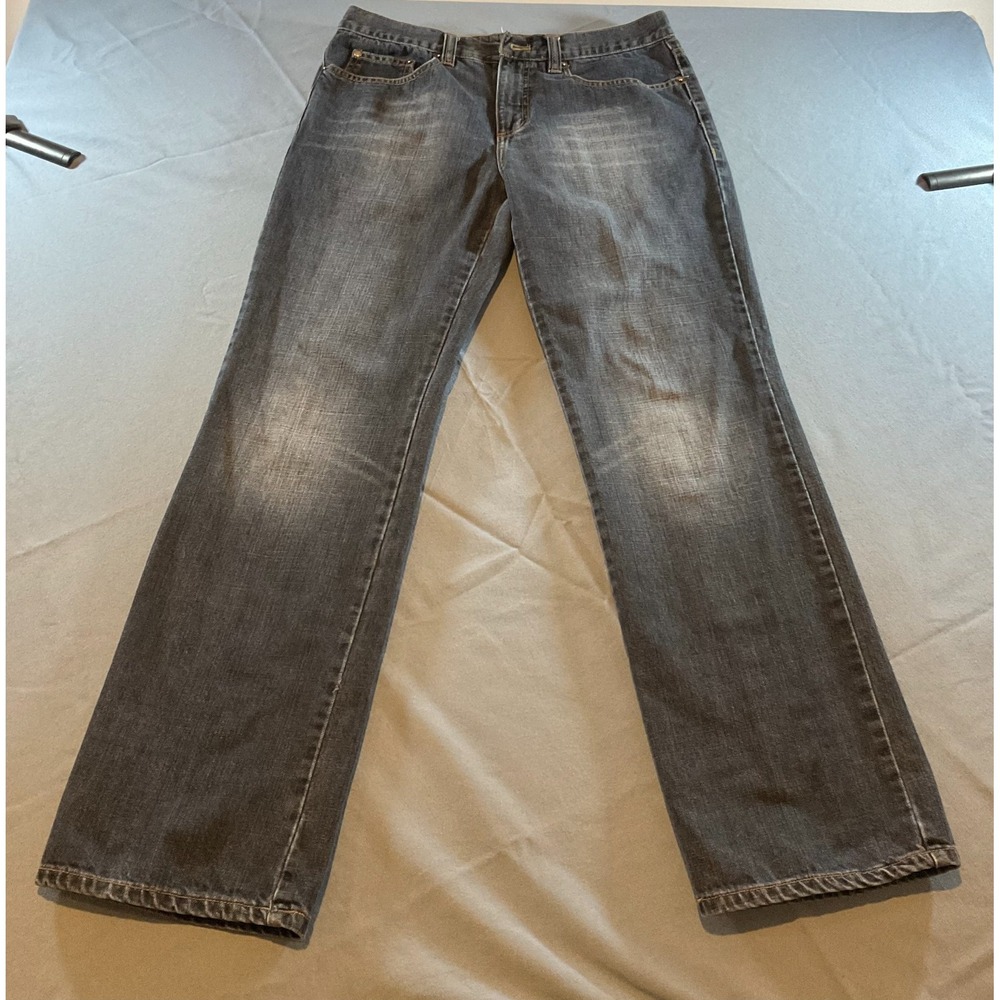 Kenneth Cole Reaction Y2K Jeans 32x32 Blue Denim Straight Leg Made in Hong Kong